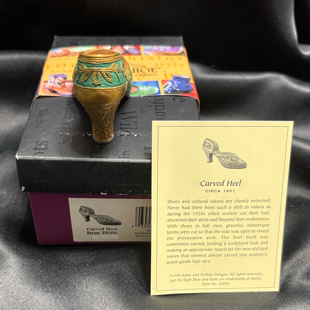 Just The Right Shoe Teal and Gold Carved Heel. Box and COA - Picture 3 of 5